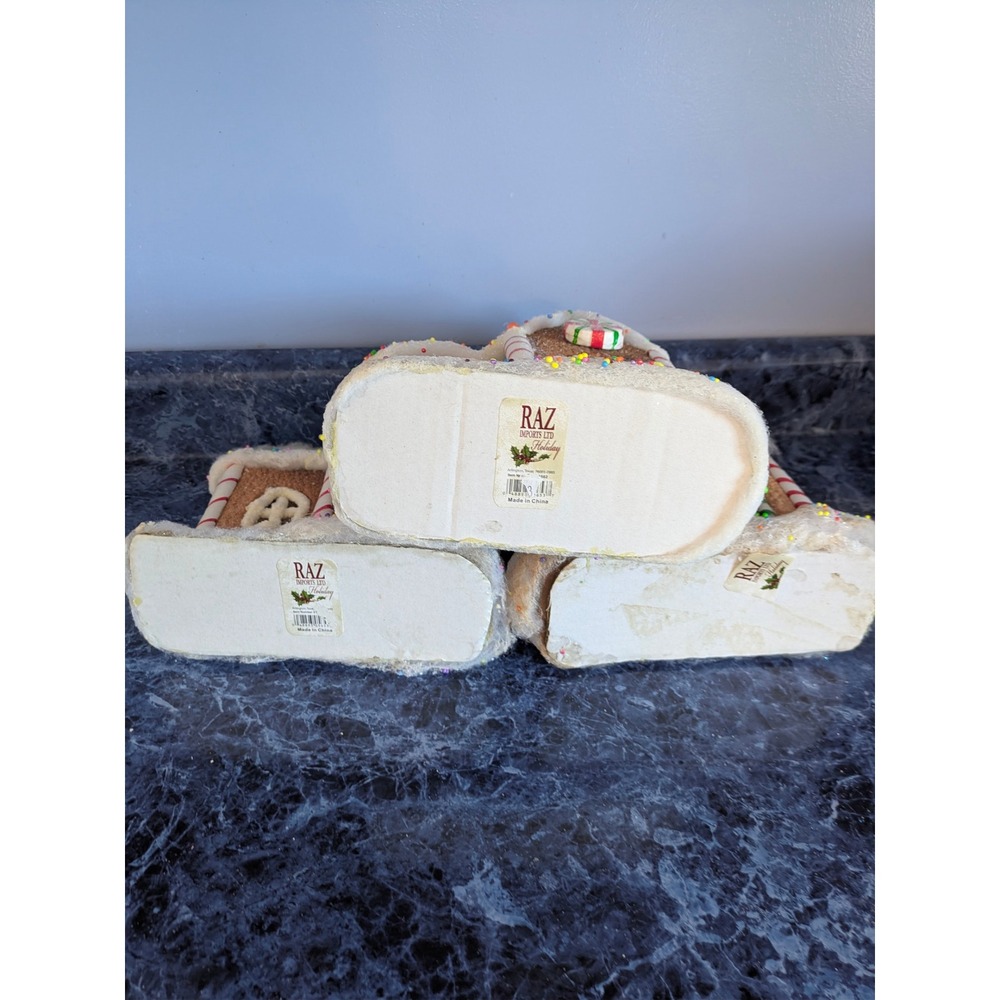 Raz Imports Gingerbread House Tabletop Christmas Decor Set of 3 Brown White 9" - Picture 5 of 6